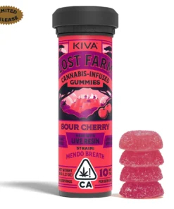 10mg Lost Farm ‘Mendo Breath x Sour Cherry’ Live Resin Gummies 100mg THC total